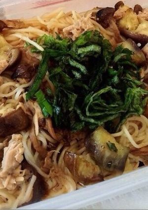 茄子とツナのペペロンチーノ素麺-レシピのメイン写真
