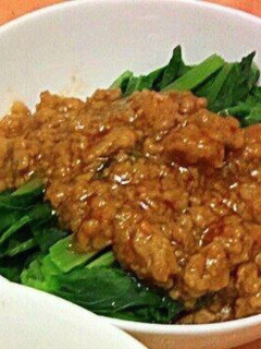 青菜のピリ辛肉そぼろ餡かけ-レシピのメイン写真