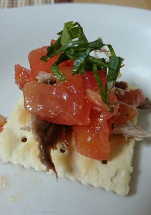 秋刀魚とトマトのブルスケッタ-レシピのメイン写真