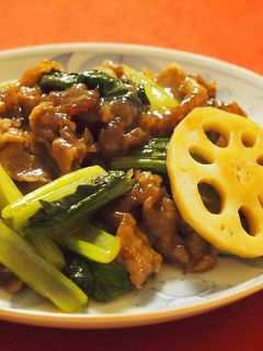 牛肉と小松菜の甘辛オイスター醤油炒め-レシピのメイン写真