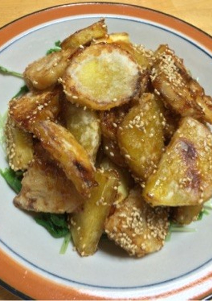 さつまいもとレンコンの甘酢炒め-レシピのメイン写真