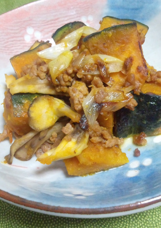 ☆かぼちゃと豚挽き肉と舞茸の甘辛炒め☆-レシピのメイン写真