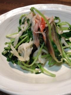 豆苗 茗荷 蟹かまの胡麻油炒め-レシピのメイン写真