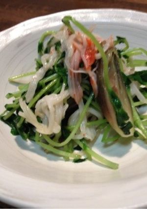 豆苗 茗荷 蟹かまの胡麻油炒め-レシピのメイン写真