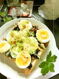 ひじきの煮物×茹で卵のトースト-レシピのメイン写真