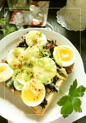 ひじきの煮物×茹で卵のトースト-レシピのメイン写真