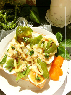 ピーマン1個×茹で卵の焼肉たれトースト-レシピのメイン写真