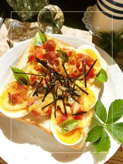 茹で卵×福神漬けのカレー塩トースト-レシピのメイン写真