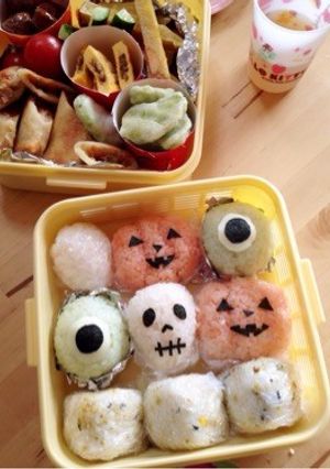 簡単✳︎ハロウィン弁当 かぼちゃドクロ-レシピのメイン写真