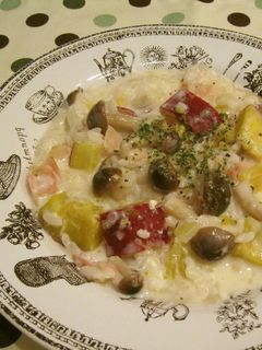 さつまいもときのこのチーズリゾット-レシピのメイン写真