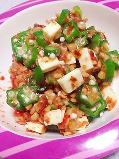 おくら納豆と明太チーズのねばねばおつまみ-レシピのメイン写真