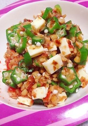おくら納豆と明太チーズのねばねばおつまみ-レシピのメイン写真