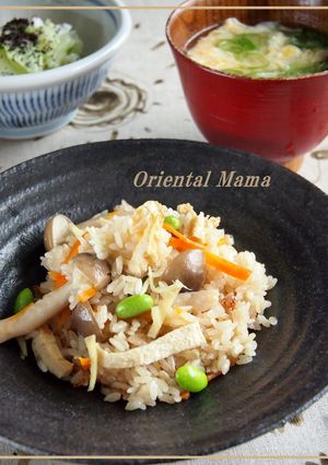 エコで美味しい！鶏煮汁で秋の炊き込みご飯-レシピのメイン写真