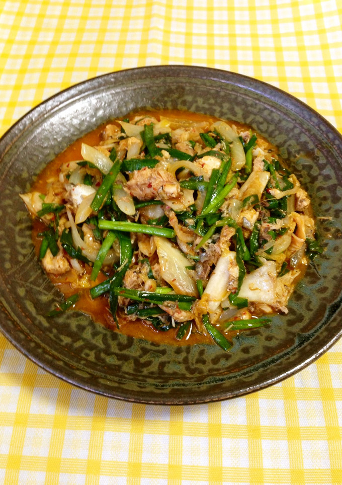 簡単おかず！サバ缶ニラキムチ炒め♪-レシピのメイン写真