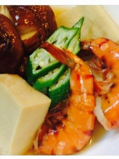 椎茸とエビと高野豆腐の煮物-レシピのメイン写真
