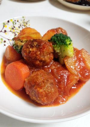 ふわほわ☆ミートボールの完熟トマト煮込み-レシピのメイン写真