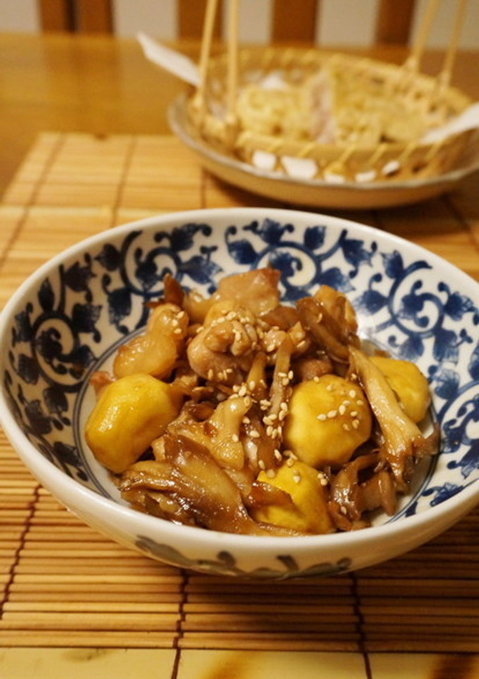 栗と舞茸と鶏肉の甘辛炒め-レシピのメイン写真