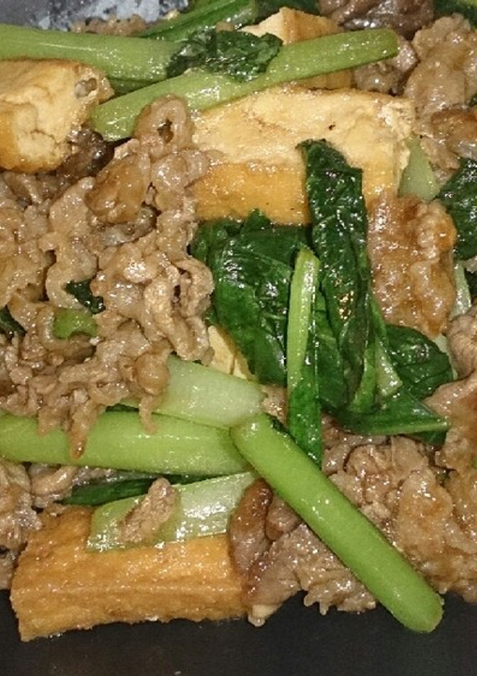 厚揚げと小松菜、牛肉のオイスター炒め-レシピのメイン写真