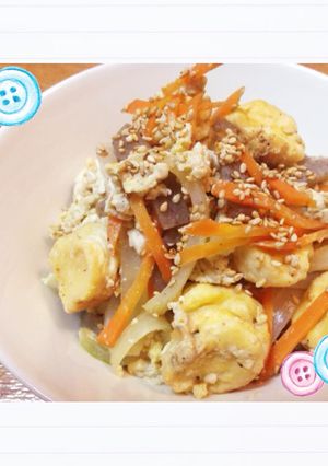 こんにゃくとお麩でカサ増し、炒り豆腐-レシピのメイン写真