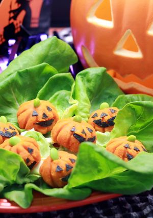 肉詰めハロウィンかぼちゃのサラダ菜畑-レシピのメイン写真