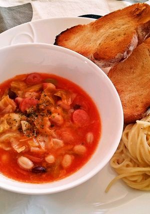お豆とキャベツのトマトクリームシチュー-レシピのメイン写真