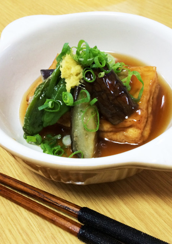 茄子とししとうの素揚と揚げ豆腐の餡かけ-レシピのメイン写真