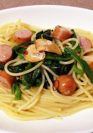 ほうれん草とウインナーのペペロンチーノ-レシピのメイン写真