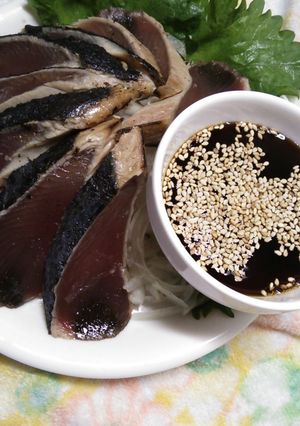 かつおのタタキ、タレを工夫。甘酢仕立て-レシピのメイン写真