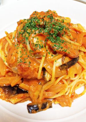 ナスとベーコンの簡単トマトクリームパスタ-レシピのメイン写真