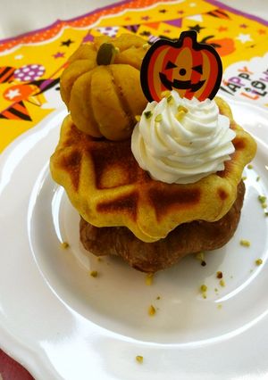 南瓜とココアのワッフル★チーズホイップ-レシピのメイン写真