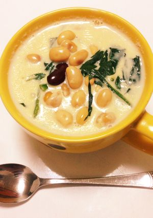 サラダ豆とほうれん草のあったか豆乳スープ-レシピのメイン写真