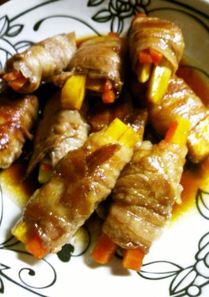 さつまいもとにんじんの肉巻-レシピのメイン写真