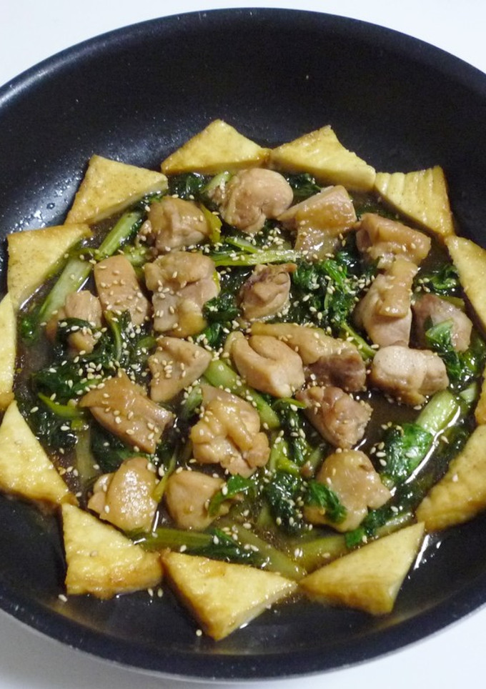 モモ肉と青梗菜と厚揚げ　照り焼き風炒め-レシピのメイン写真