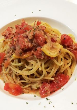 ツナとトマトの冷製パスタ-レシピのメイン写真