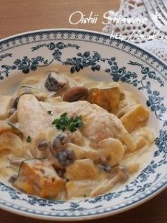 *チキンときのことかぼちゃのクリーム煮*-レシピのメイン写真