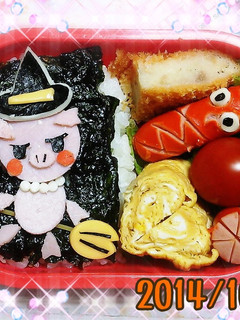 ハロウィン!キャラ弁ホウキに乗った魔女♪-レシピのメイン写真