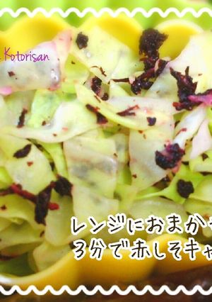 レンジにおまかせ♡３分で赤しそキャベツ-レシピのメイン写真