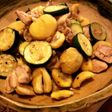 栗と鶏肉とズッキーニの炒め物
