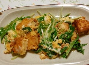 厚揚げと水菜の卵とじ♪丼にもいけます♪-レシピのメイン写真