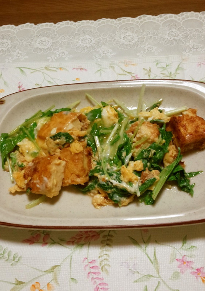 厚揚げと水菜の卵とじ♪丼にもいけます♪-レシピのメイン写真
