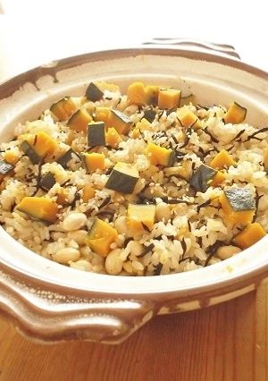 土鍋で✿南瓜のジンジャー炊き込みご飯-レシピのメイン写真