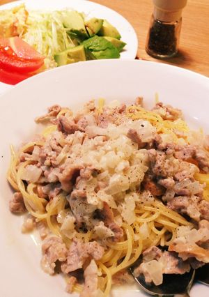 豚とマッシュルームのラグーソースパスタ-レシピのメイン写真