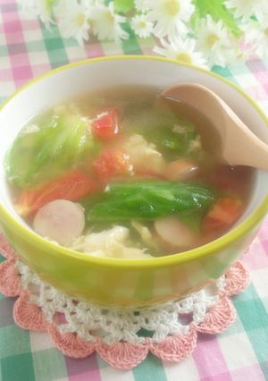 ウィンナーと卵・トマトのスープ☆朝食にも-レシピのメイン写真