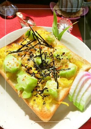 刻み沢庵とブロッコリー茎の和トースト-レシピのメイン写真