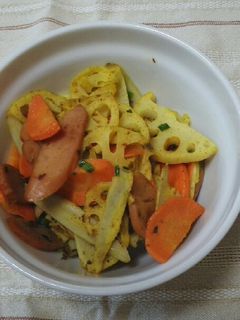 根菜とウインナーのカレーマヨ炒め-レシピのメイン写真