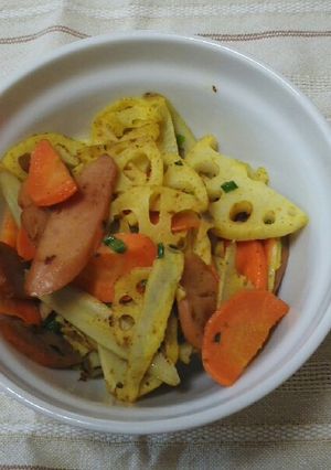 根菜とウインナーのカレーマヨ炒め-レシピのメイン写真