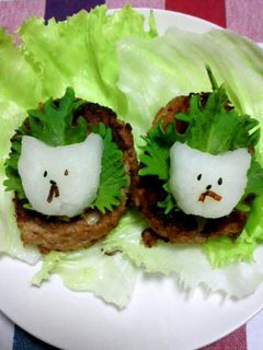 可愛い♪ネコおろしハンバーグ-レシピのメイン写真