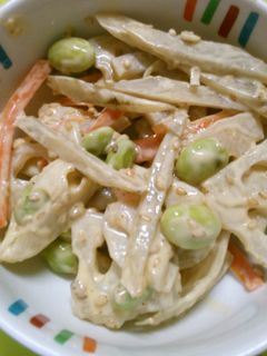 簡単♪ 蓮根 ごぼう 枝豆の サラダ*゜-レシピのメイン写真