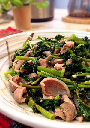 空芯菜と砂肝の黒こしょう炒め-レシピのメイン写真