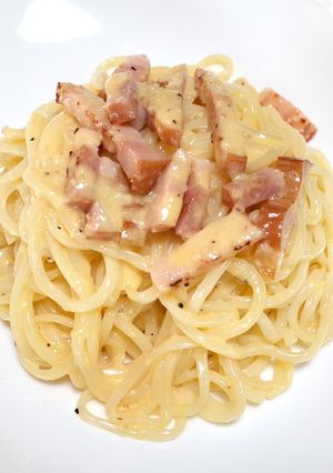和製生パスタ「むぎきり」のカルボナーラ-レシピのメイン写真
